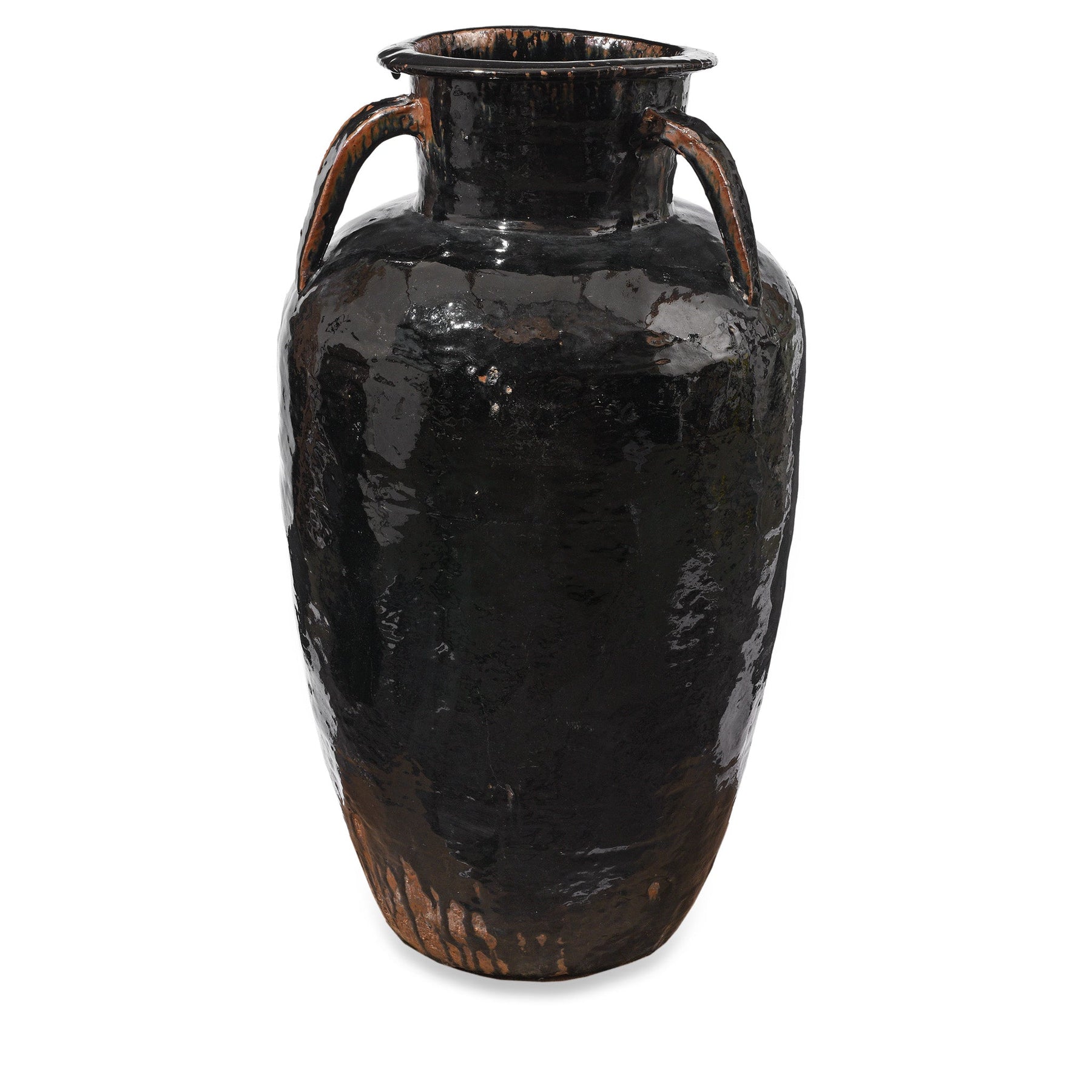 Large Black Glazed Stoneware Wine Jar - 19th Century
