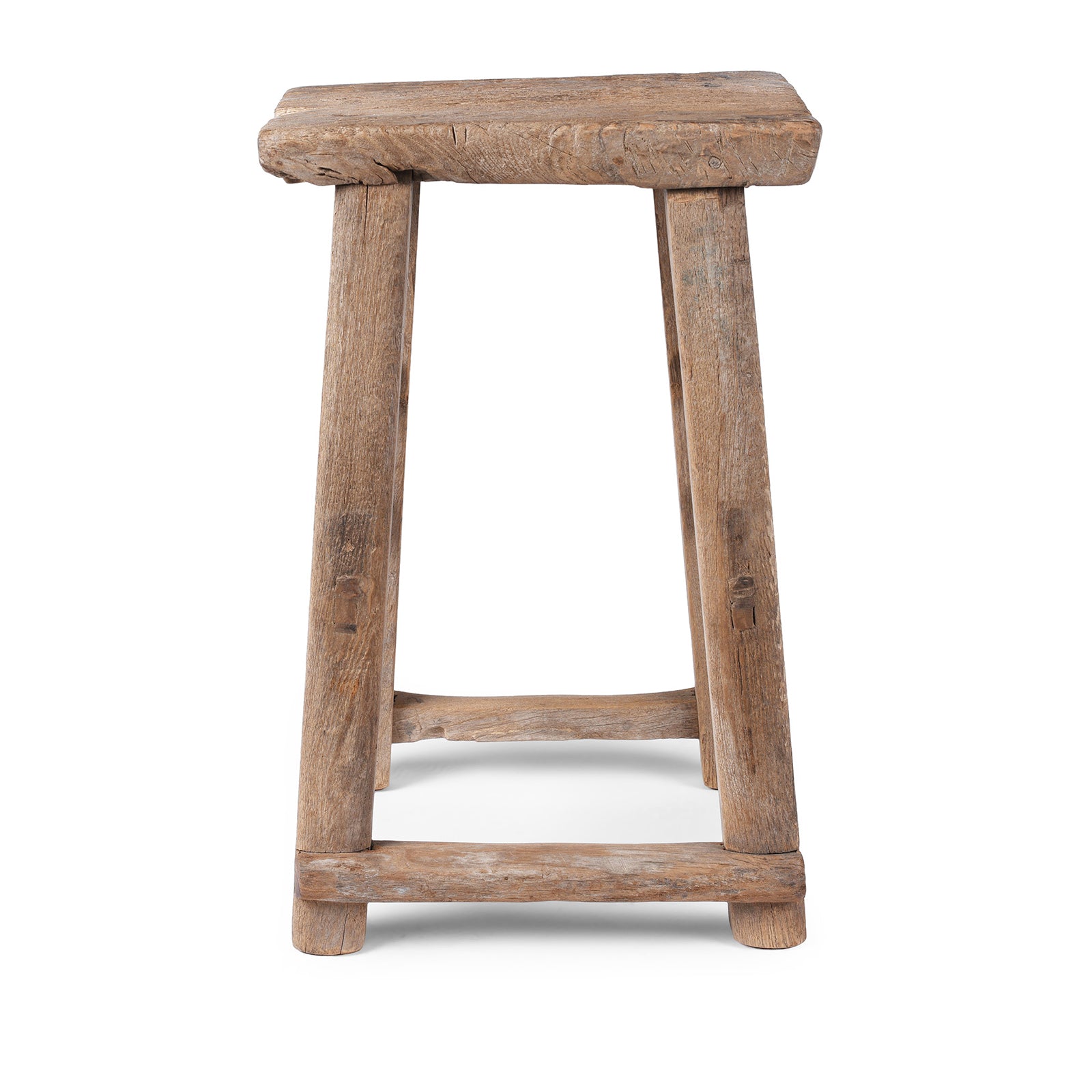 Bleached Elm Farmers Stool From Henan - 19th Century