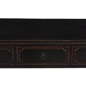 Black Lacquer 4 Drawer Console Table - Late 19th Century