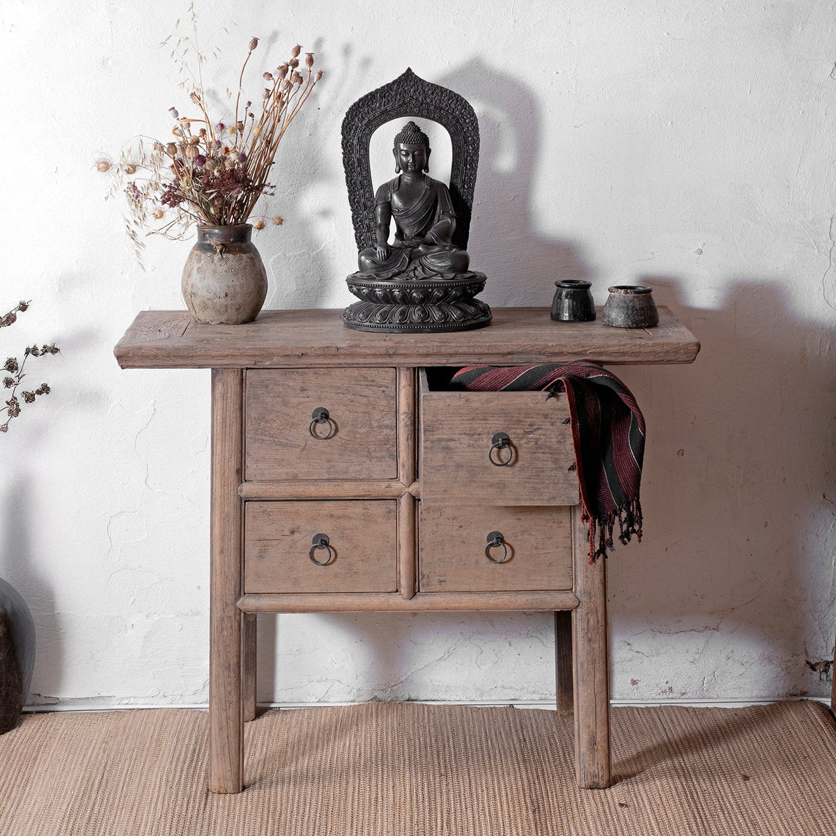 4 Drawer Console Table From Shanxi - 19th Century