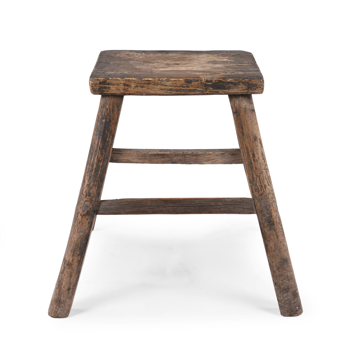 Bleached Rustic Elm Farmers Stool - 19th Century
