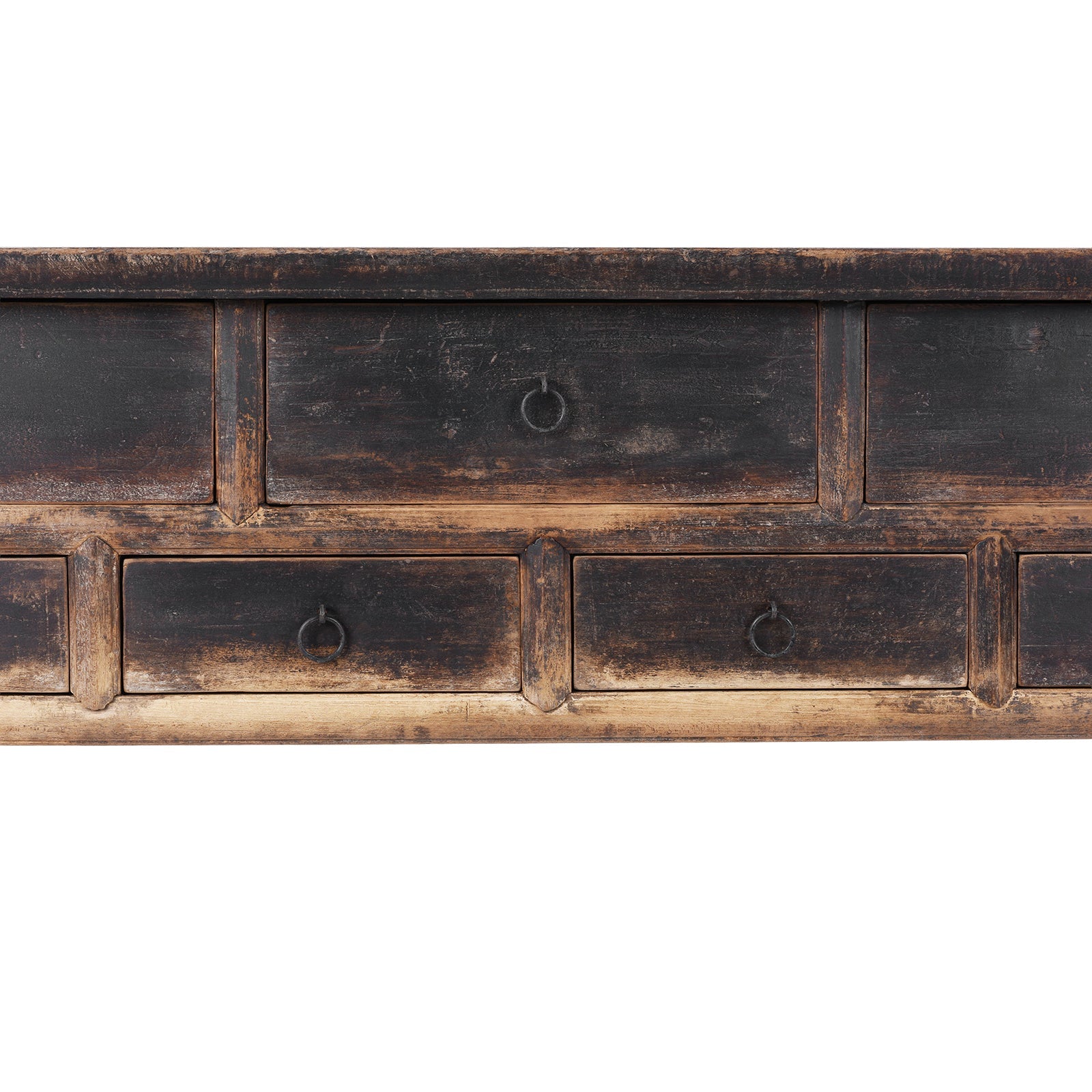 Rustic 7 Drawer Console Table from Shanxi - 19th Century