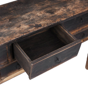 Rustic 7 Drawer Console Table from Shanxi - 19th Century