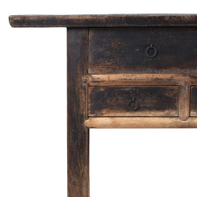 Rustic 7 Drawer Console Table from Shanxi - 19th Century