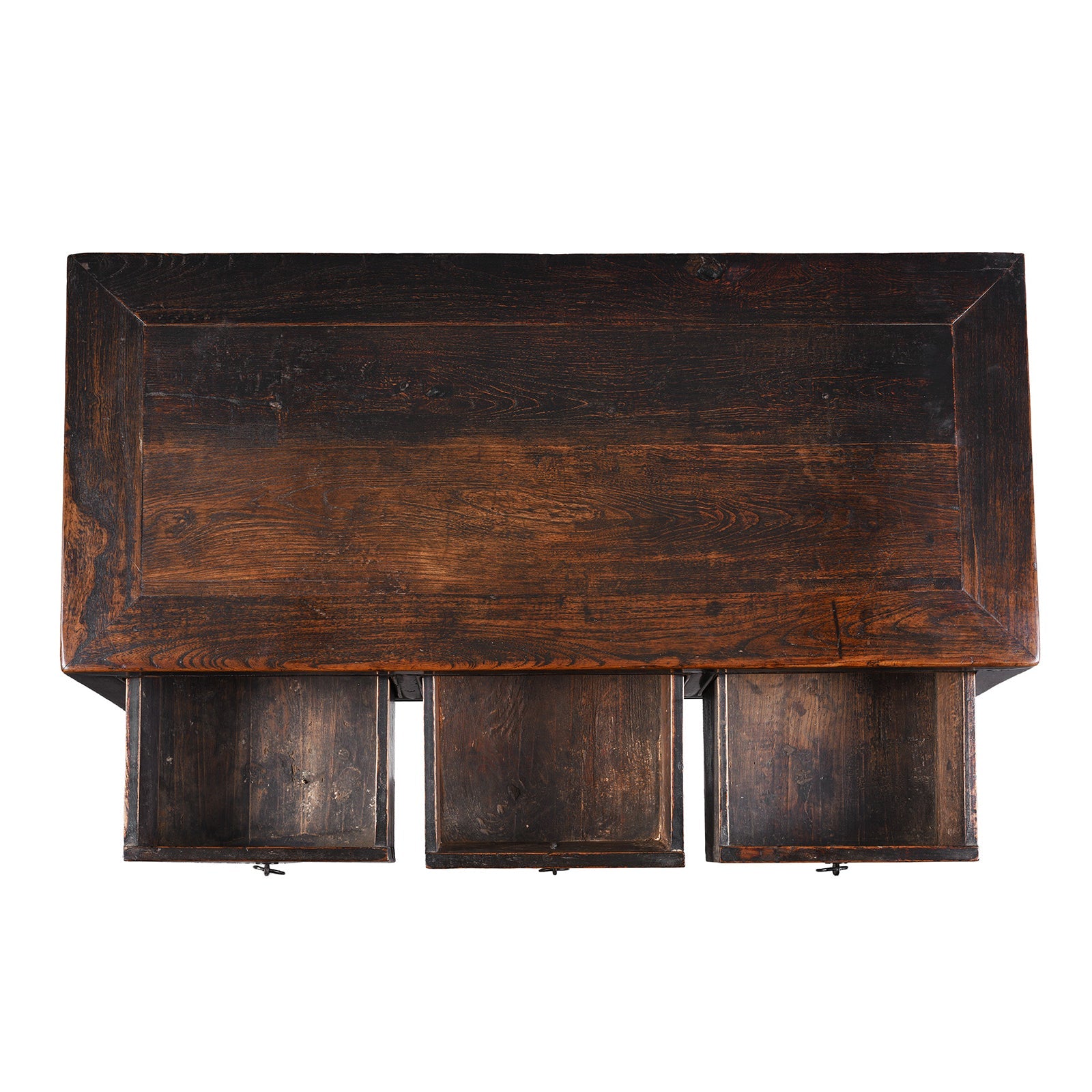 Black 3 Drawer Kneehole Desk From Shanxi - 19th Century