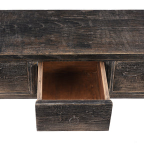 Black Lacquer Console Table With 5 Drawers - 19th Century