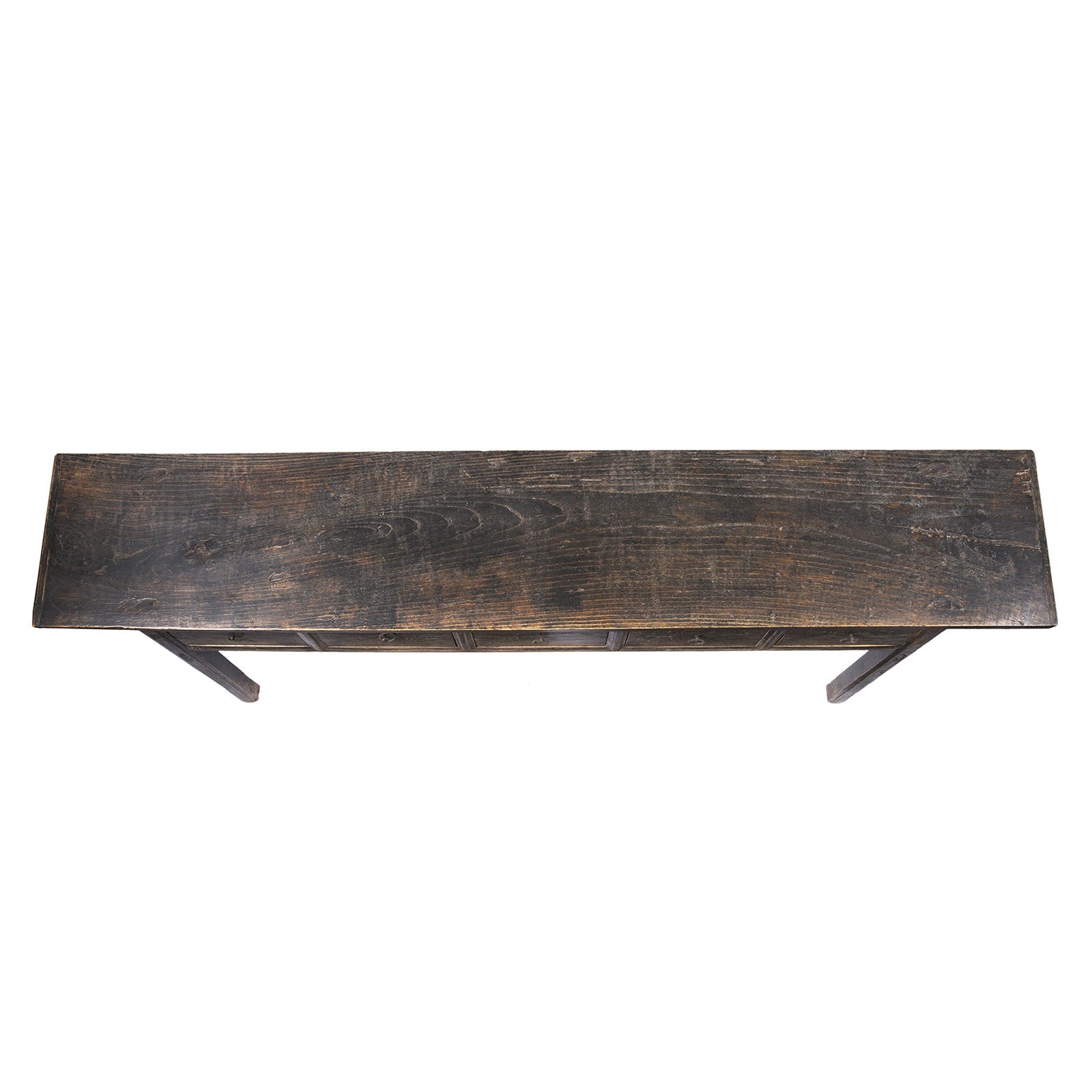 Black Lacquer Console Table With 5 Drawers - 19th Century