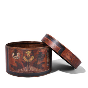 Painted Hat Box From Shanxi Province - 19th Century