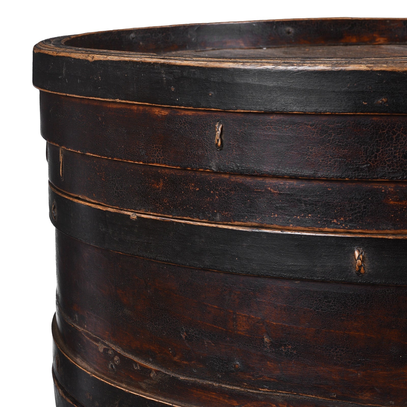 Painted Willow Hat Box From Shanxi - 19th Century