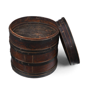 Painted Willow Hat Box From Shanxi - 19th Century