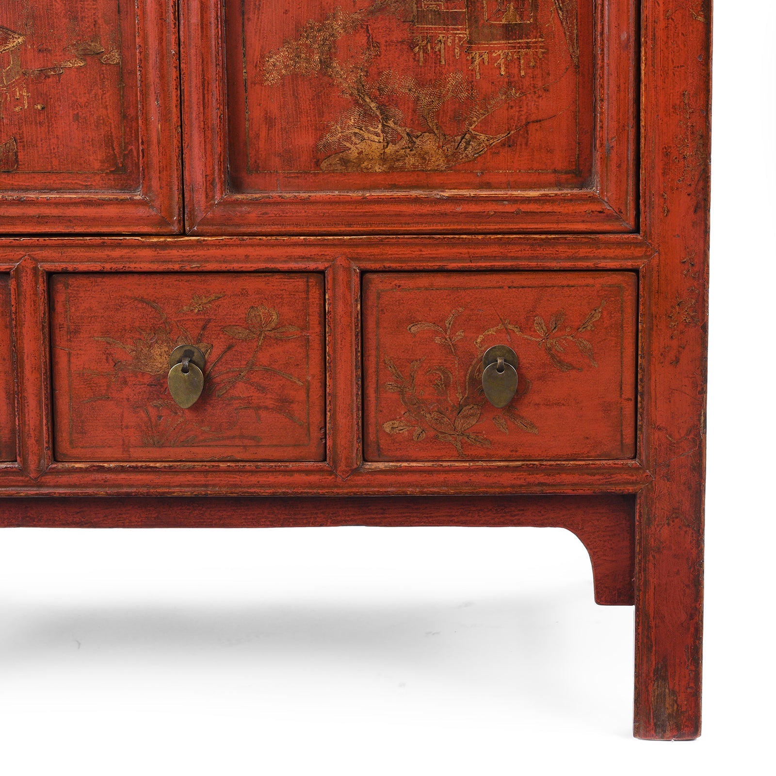 Gilt Red Lacquer Side Cabinet From Shanxi  -19th Century