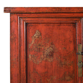 Gilt Red Lacquer Side Cabinet From Shanxi  -19th Century