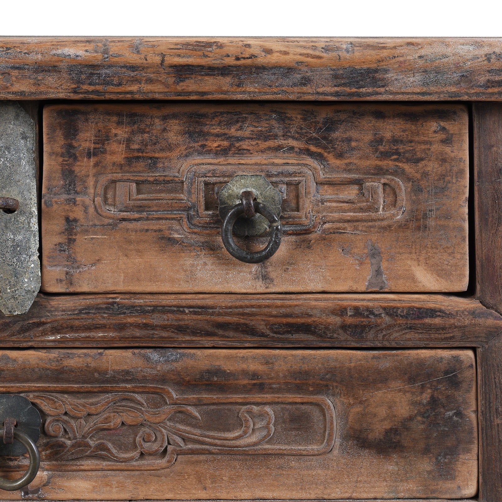 Yumu Elm Half Table From Shanxi Province - 19th Century