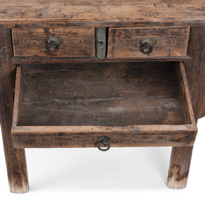 Yumu Elm Half Table From Shanxi Province - 19th Century