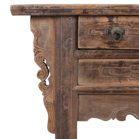 Yumu Elm Half Table From Shanxi Province - 19th Century