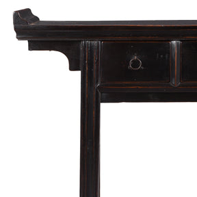 Black Lacquer 3 Drawer Console Table - 19th Century