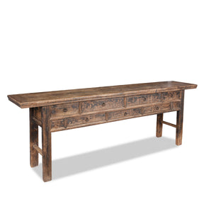 Antique 7 Drawer Console Table - 19th Century