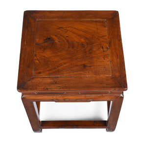Red Elm Square Side Table From Jiangsu - 19th Century