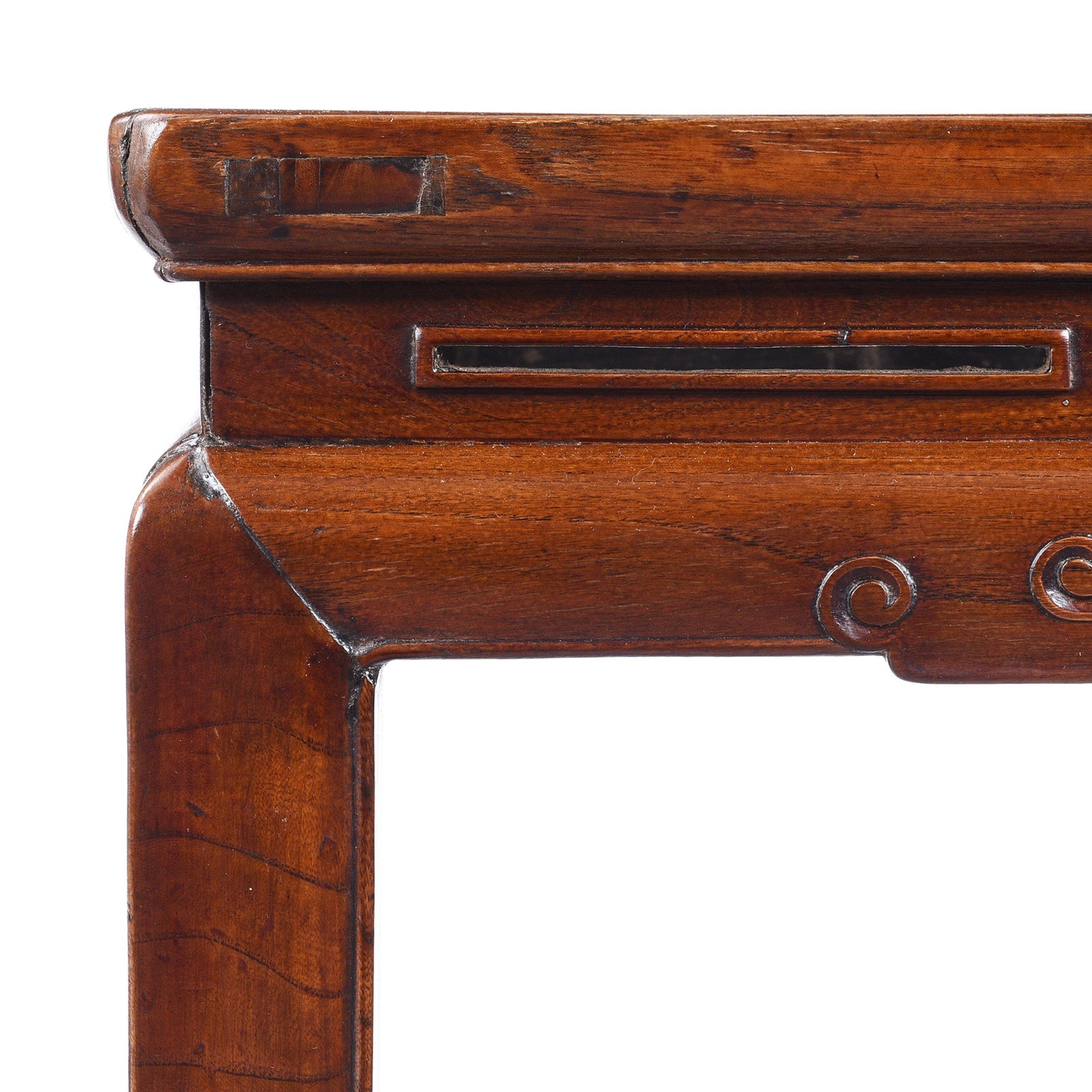 Red Elm Square Side Table From Jiangsu - 19th Century