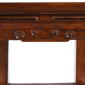 Red Elm Square Side Table From Jiangsu - 19th Century