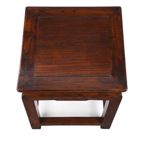 Red Elm Square Side Table From Jiangsu - 19th Century