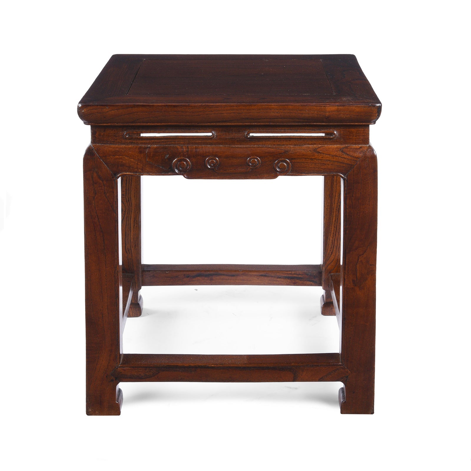 Red Elm Square Side Table From Jiangsu - 19th Century