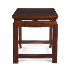 Red Elm Square Side Table From Jiangsu - 19th Century