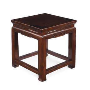 Red Elm Square Side Table From Jiangsu - 19th Century