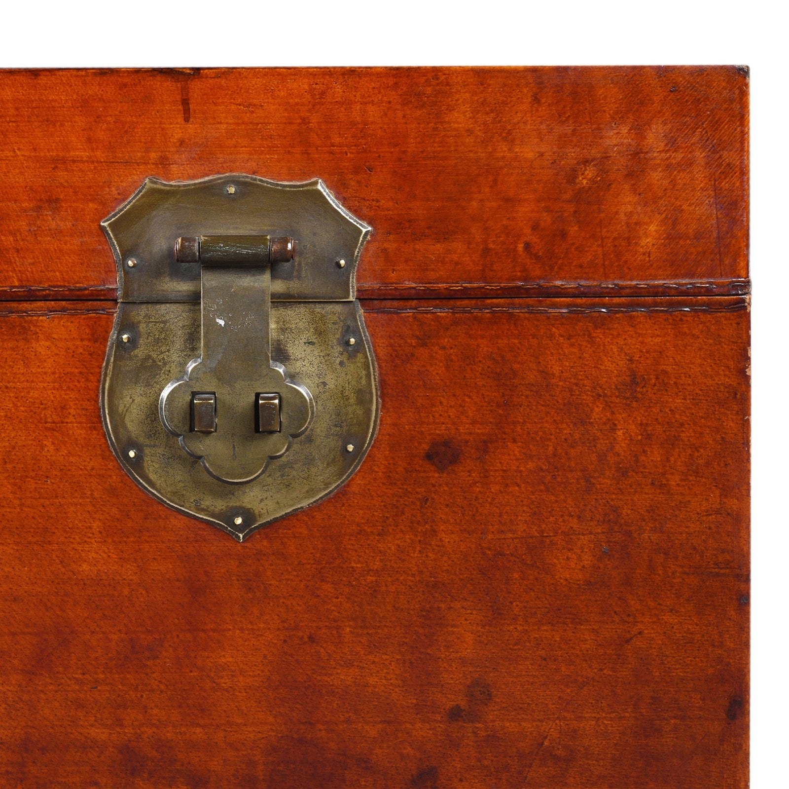 Tan Leather Trunk From Shanghai - Ca 1900