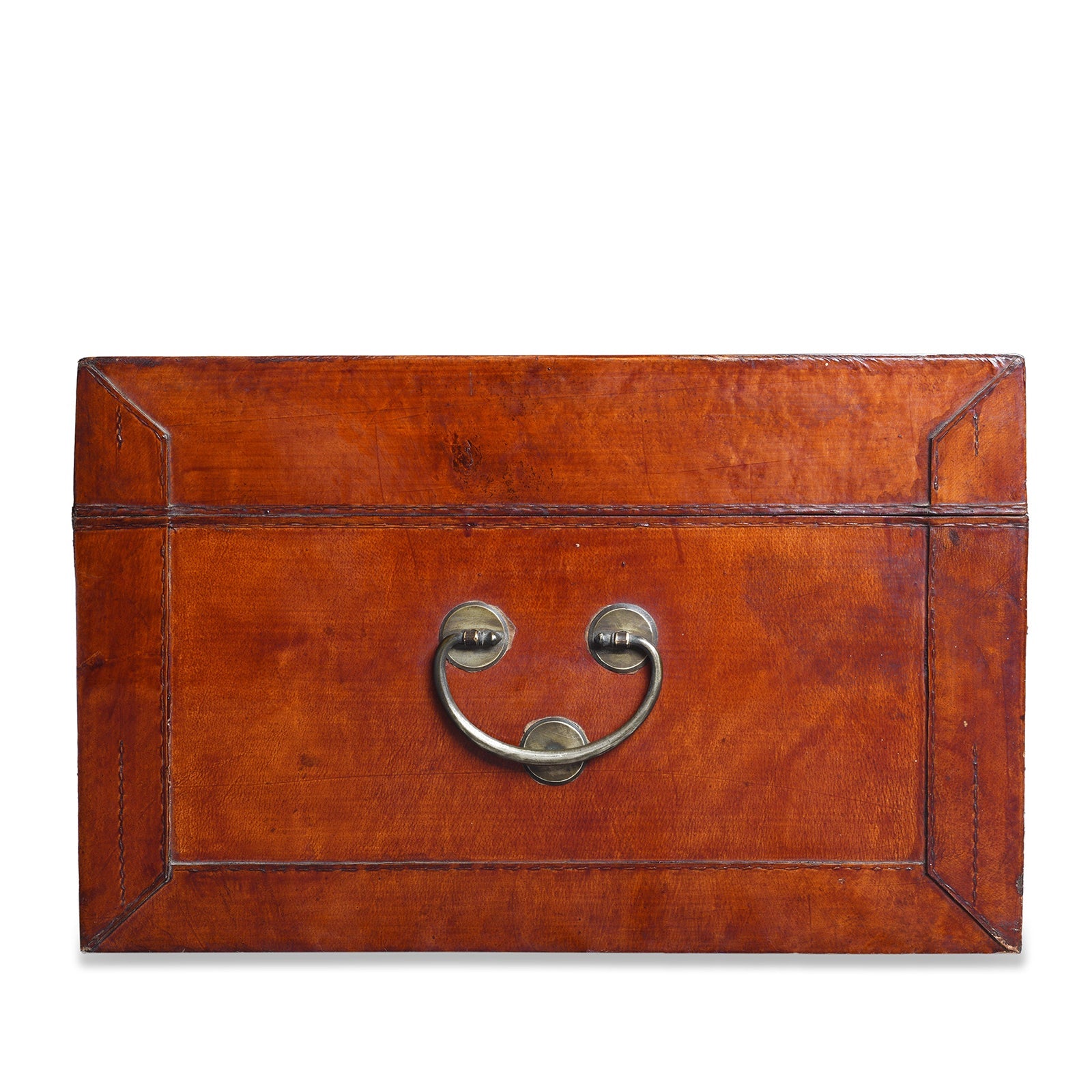 Tan Leather Trunk From Shanghai - Ca 1900