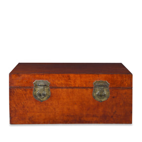 Tan Leather Trunk From Shanghai - Ca 1900