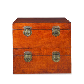 Tan Leather Trunk From Shanghai - Ca 1900