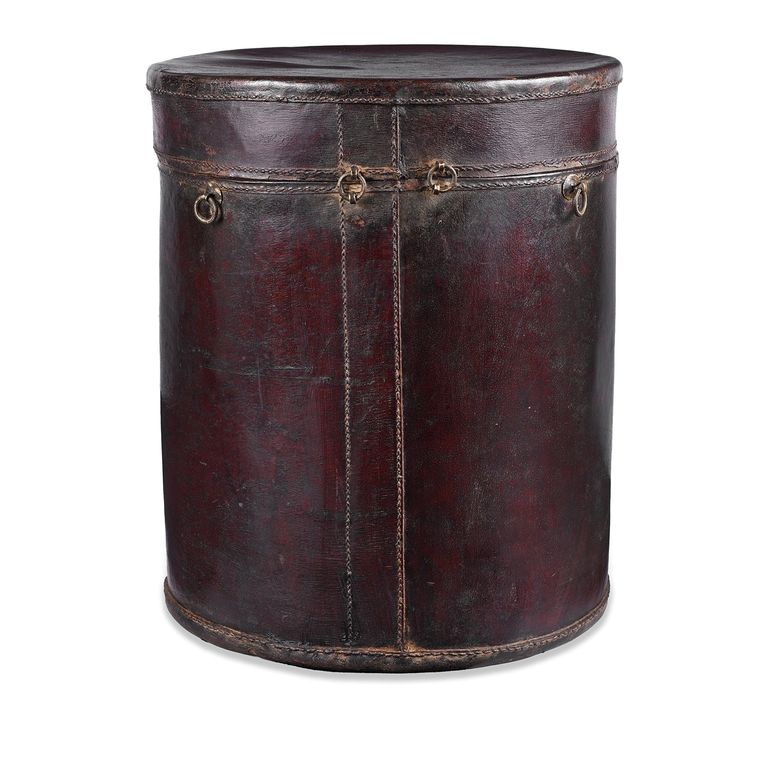 Leather Hat Box From Shanghai  - 19th Century