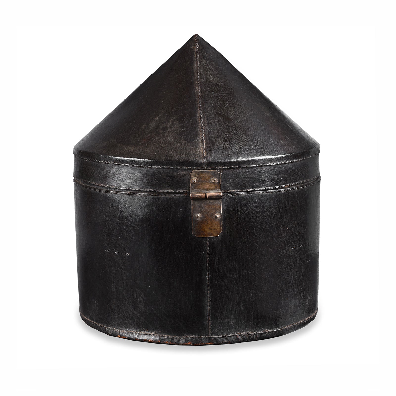 Pointed Leather Hat Box From Shanghai - 19th Century