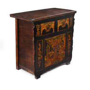 Painted Tiger & Dragon Cabinet From Qinghai- 19th Century