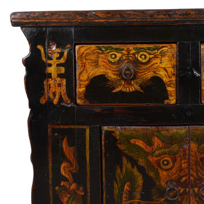 Painted Tiger & Dragon Cabinet From Qinghai- 19th Century