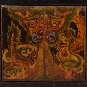 Painted Tiger & Dragon Cabinet From Qinghai- 19th Century