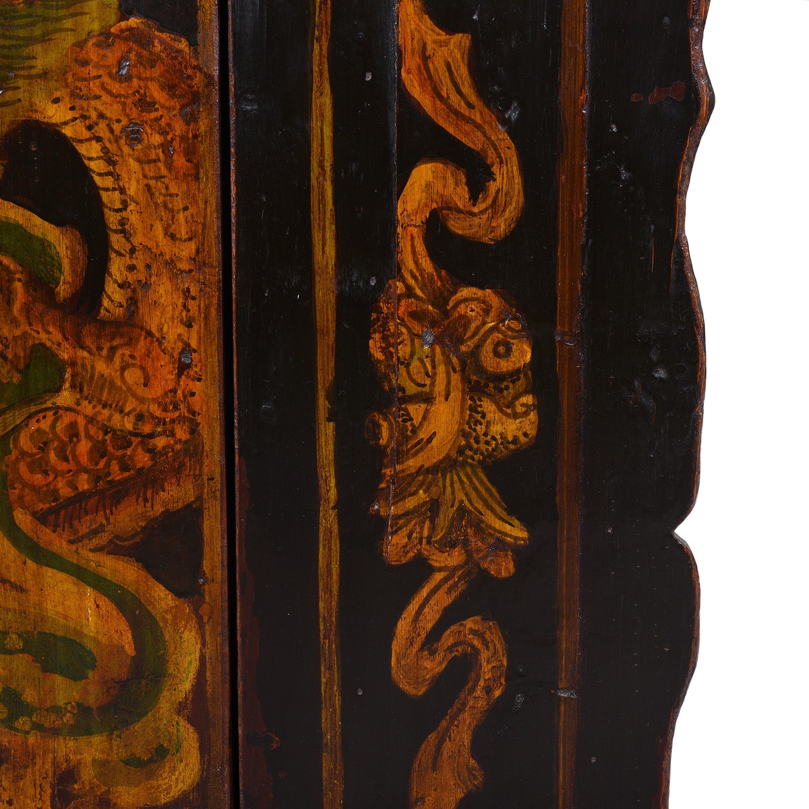 Painted Tiger & Dragon Cabinet From Qinghai- 19th Century