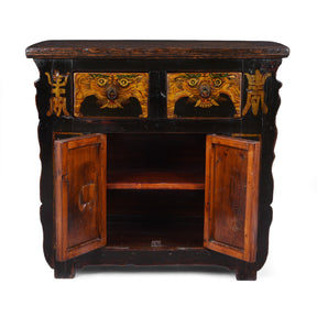 Painted Tiger & Dragon Cabinet From Qinghai- 19th Century