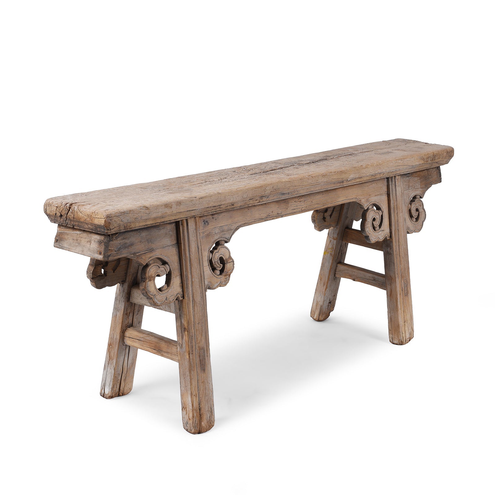 Chinese Elm Spring Bench From Shanxi Province - 19th Century