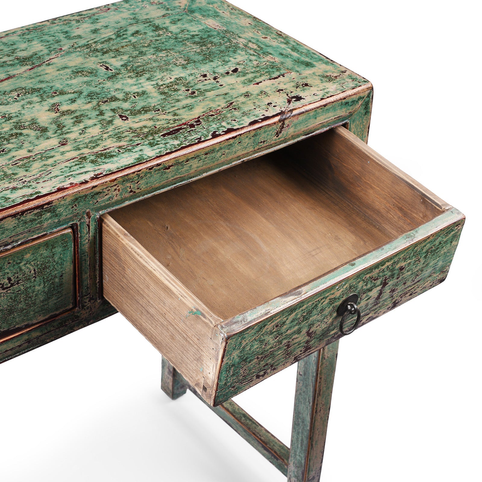 Green Lacquer 2 Drawer Console Table