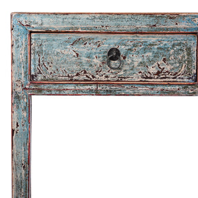 Turquoise Lacquer 3 Drawer Console Table