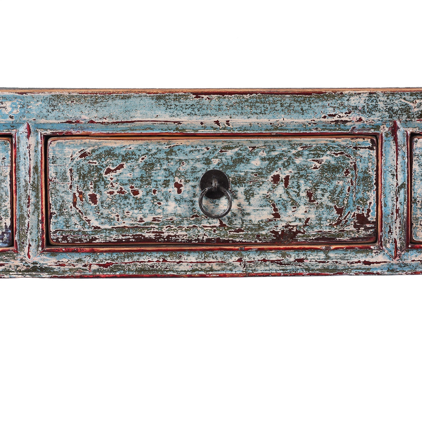 Turquoise Lacquer 3 Drawer Console Table