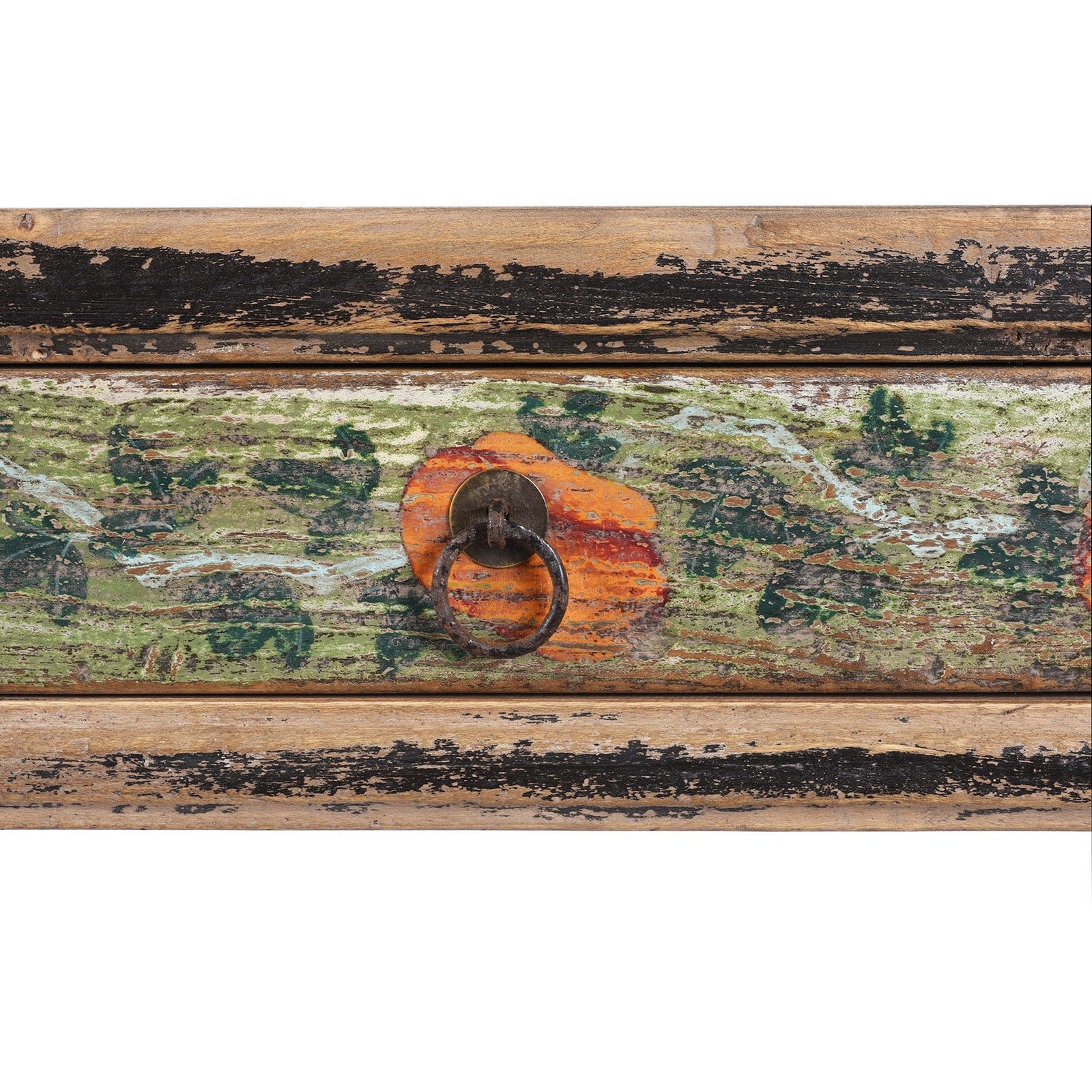 Painted Three Drawer Console Table Made From Old Wood