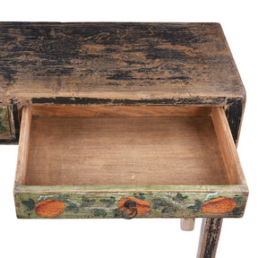 Painted Three Drawer Console Table Made From Old Wood