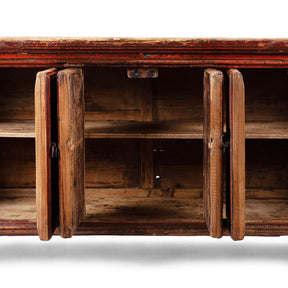Red Lacquer Sideboard From Gansu - 19th Century