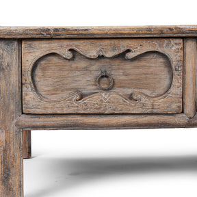Elm Coffee Table With Drawers From Shandong - 19th Century
