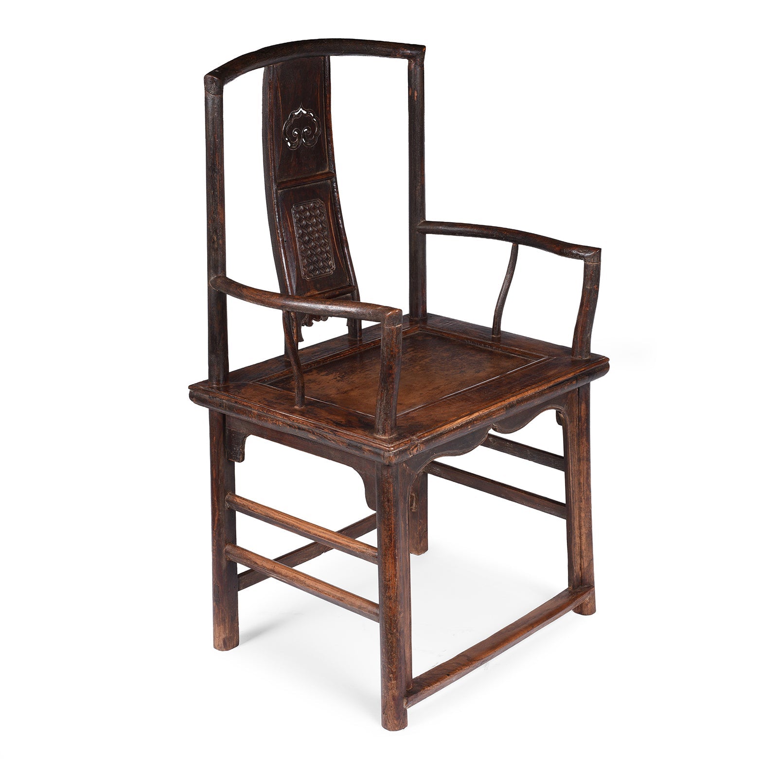 Short Backed Elm Southern Officials Hat Armchair - 19th Century