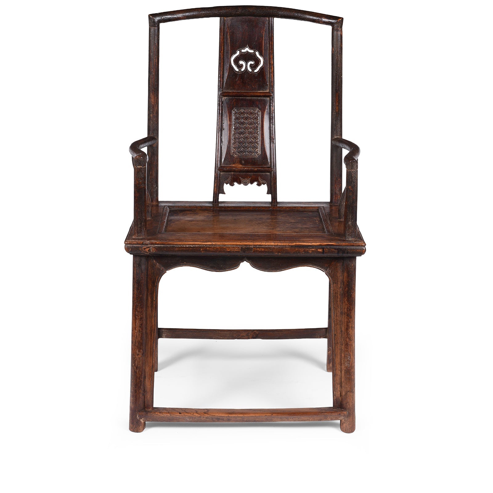 Short Backed Elm Southern Officials Hat Armchair - 19th Century