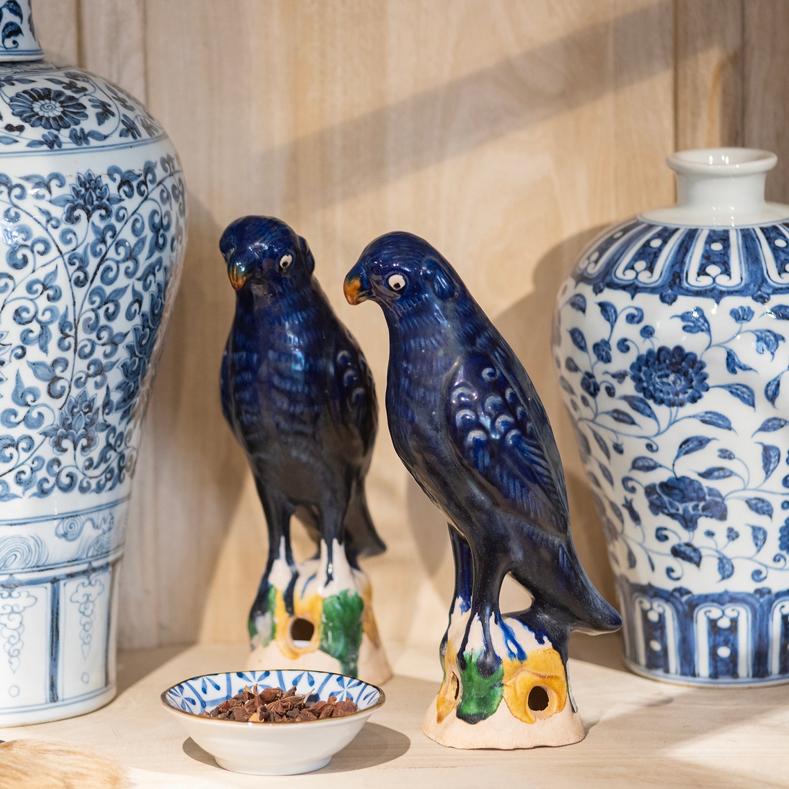 Porcelain Parrot Joss Stick Holder